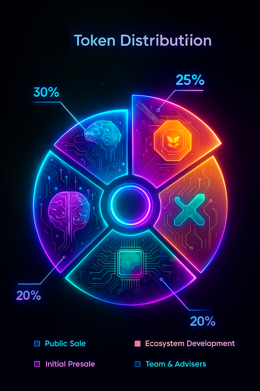 Pie chart of GROK81D token distribution